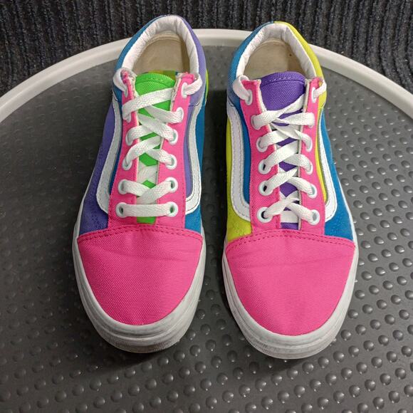 Vans Old Skool Neon Color Block Women 5.5 Skate Sneaker - Picture 2 of 6